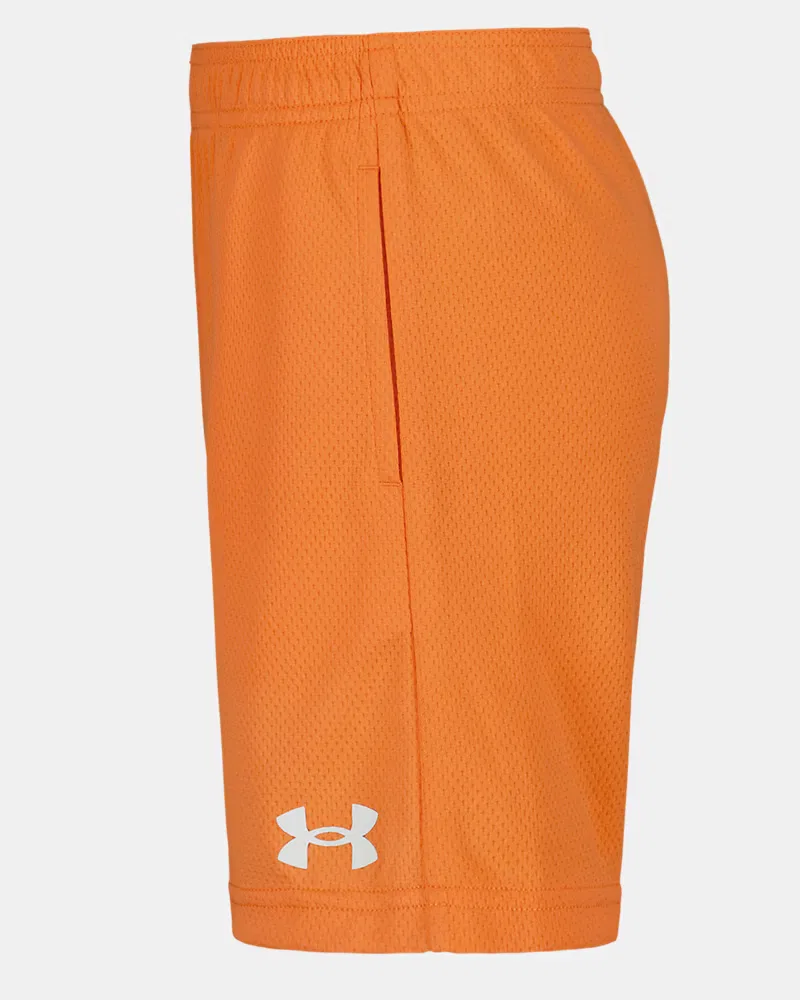 Шорты детские спортивные из вентилируемой сетки UA Tech Wordmark UnderArmour, Apollo Orange — фото 4