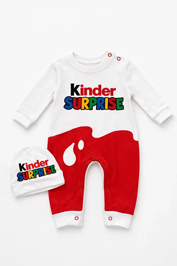 Детское боди-комбинезон с принтом Surprise kinder printed baby rompers hat set Murat Baby, Multicolor — фото 2