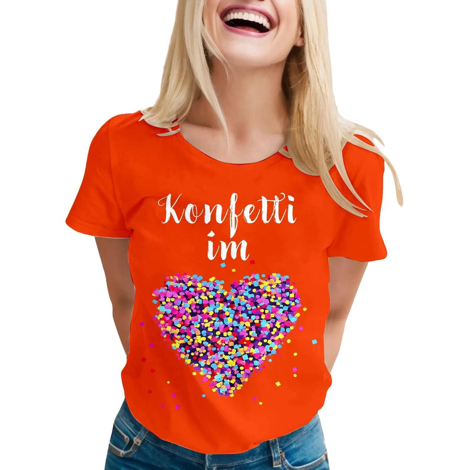 Женская футболка с принтом Confetti Heart Print, Arancia-d