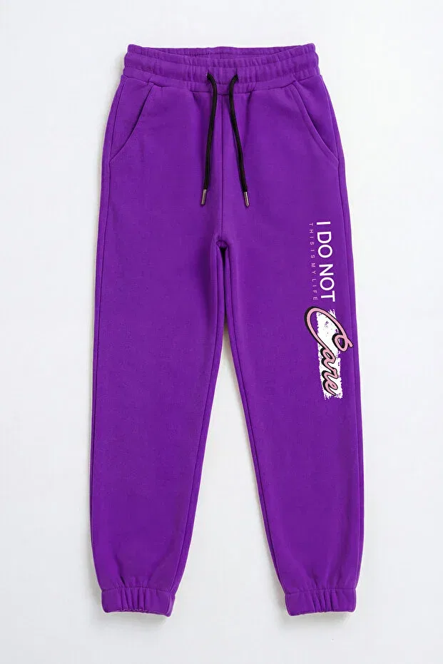 Детский комплект спортивных штанов для девочек с принтом Ya Ko Kids, Gray-Purple-Navy Blue-Red-Black — фото 3