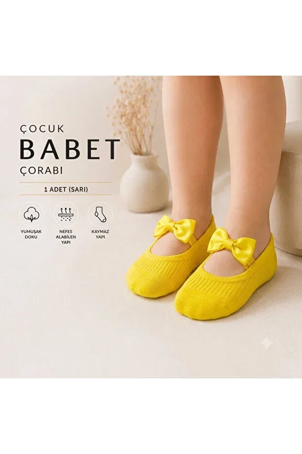 Детские носки для девочек балетки yellow Damlakidsmoda, Yellow