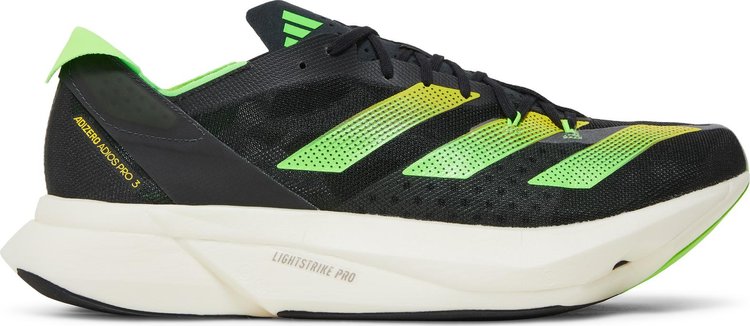 Кроссовки Adidas Adizero Adios Pro 3 'Core Black Solar Green', черный - фото