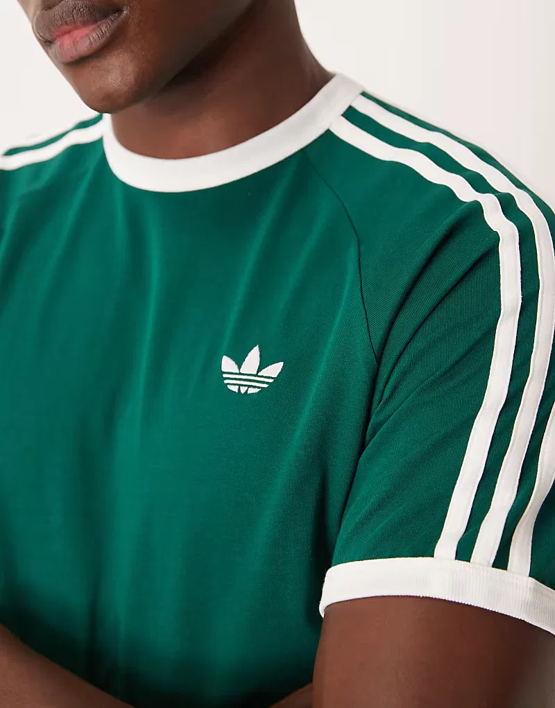 Футболка Adidas Originals с тремя полосками, зеленого — фото 3