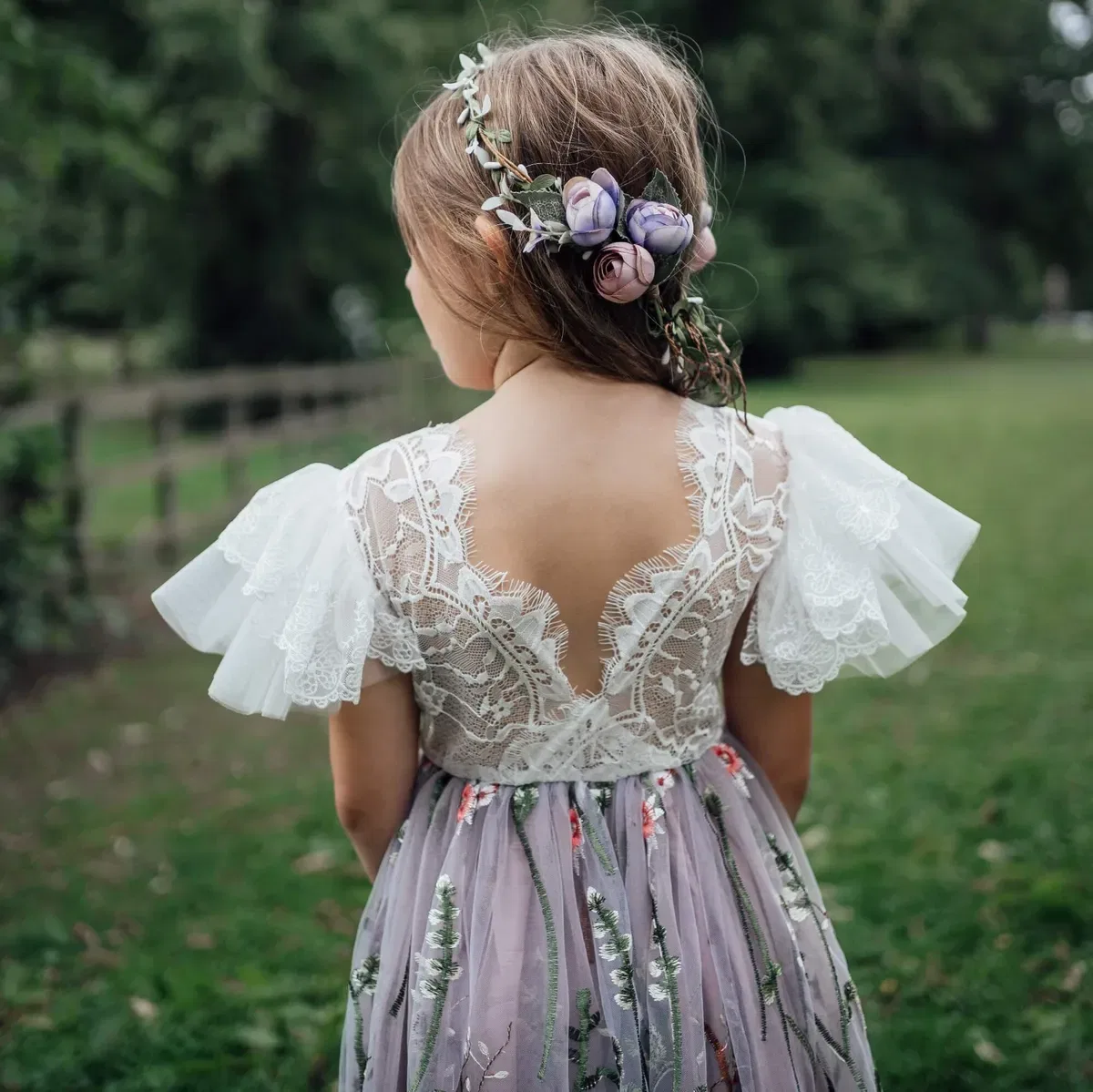 Платье с принтом Whispering Poppy Uk Flower Girl Boutique, Lilac — фото 2