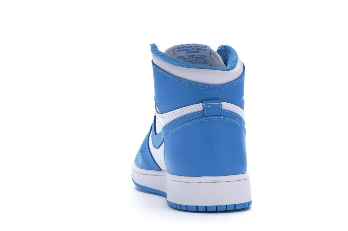 Детские кроссовки с высоким верхом Jordan 1 Retro High OG UNC Jordan, White/Dark Powder Blue — фото 4