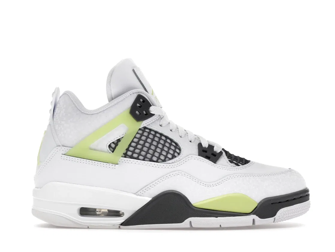 Детские кроссовки Lifestyle с цветовым акцентом Jordan 4 Retro Jordan, White/Light Lemon Twist/Light Graphite
