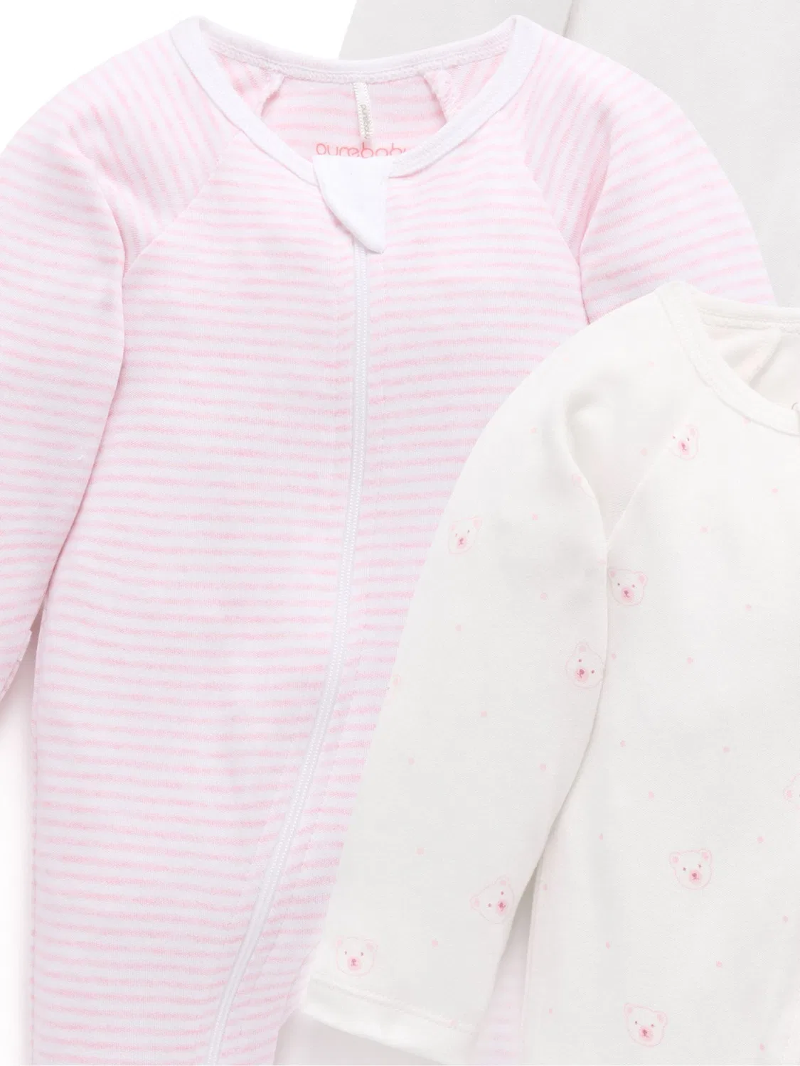 Комплект из 4 боди-слипов Purebaby Pale Pink Bear, Pale Pink Bear — фото 3