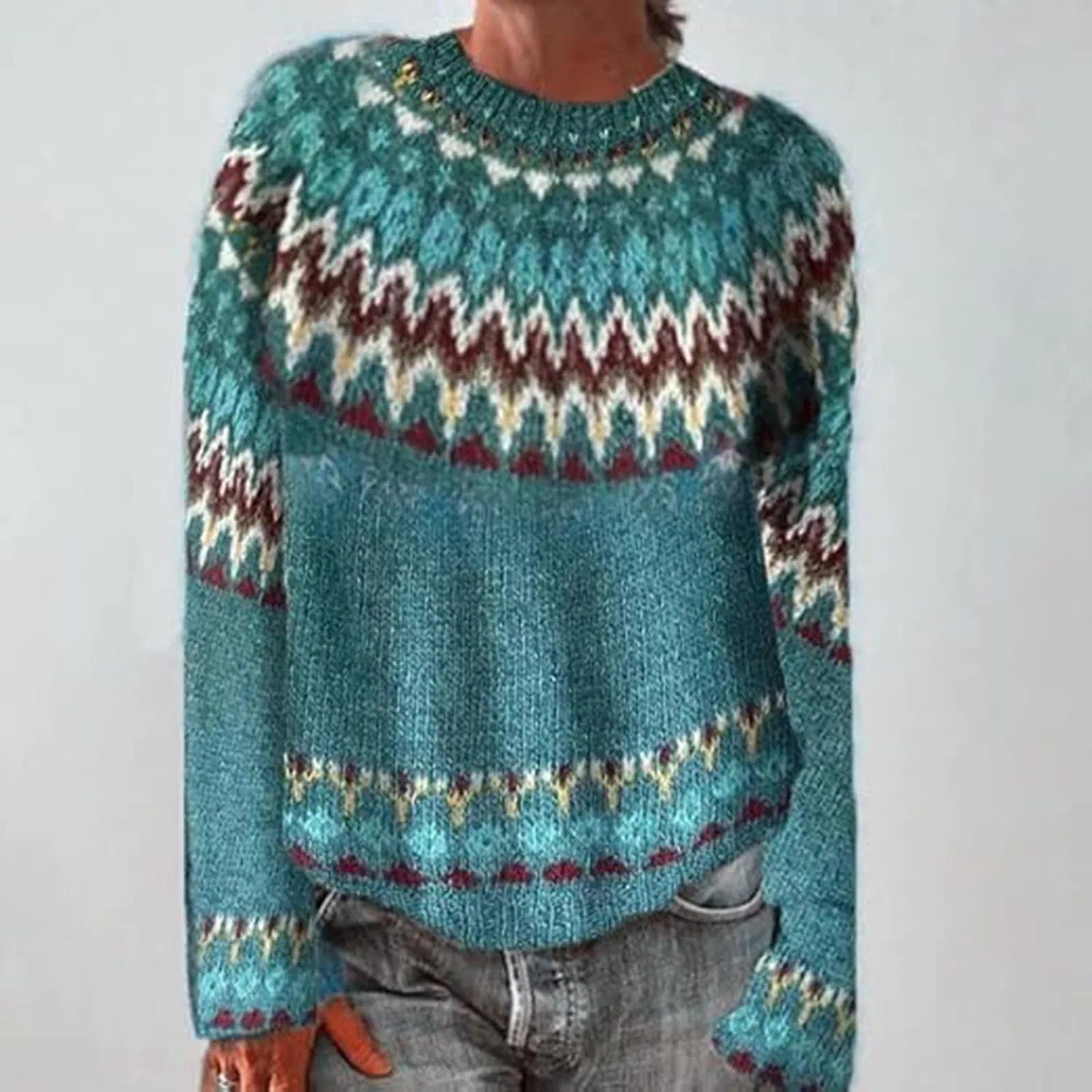 Женский свободный свитер с длинным рукавом Christmas Jumper, Blue — фото 2