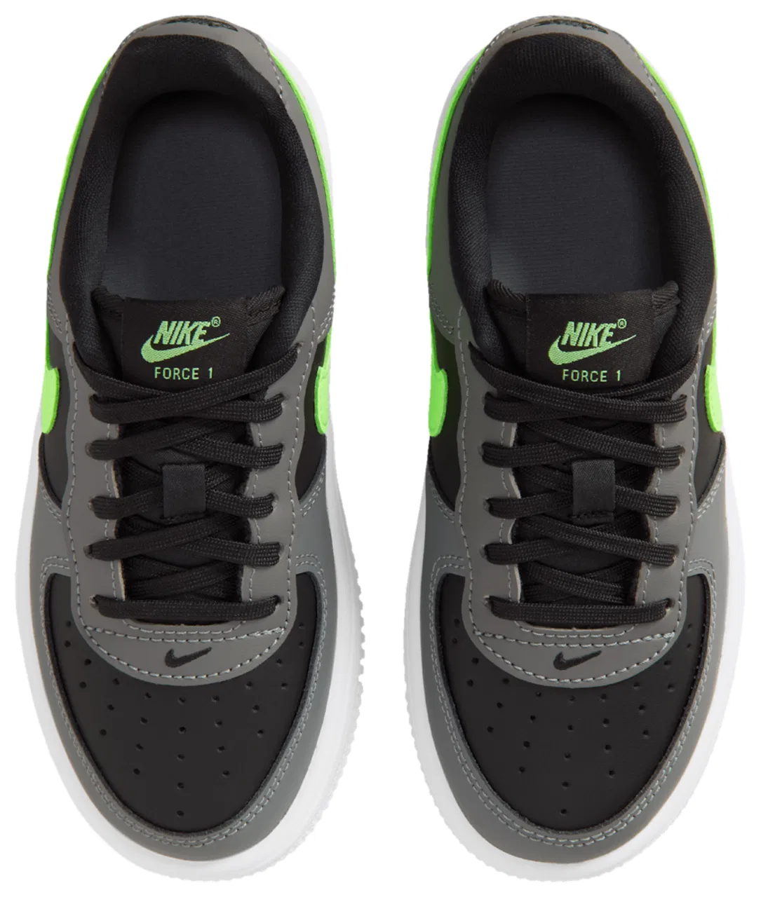 Кроссовки для мальчиков Nike Air Force 1 Low Lace, цвет Black/Smoke Grey/Lime Blast — фото 4