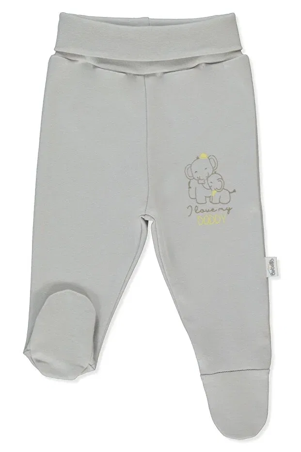 Детские брюки для девочек хлопковые Interlock pants with socks (little elephant) Bebetto, Gray