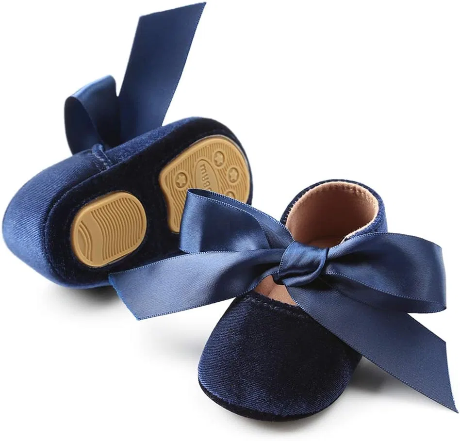 Детские туфли Мэри Джейн для девочек с бантом RVROVIC, Navy Blue — фото 3