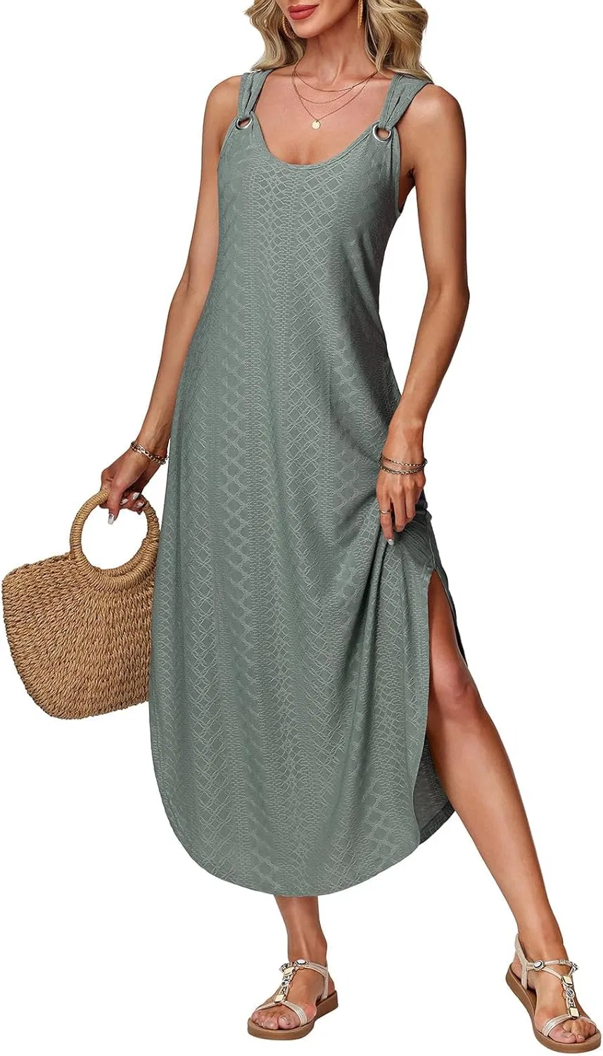 Женское макси-платье с вырезом-лодочкой на бретелях Mint Green