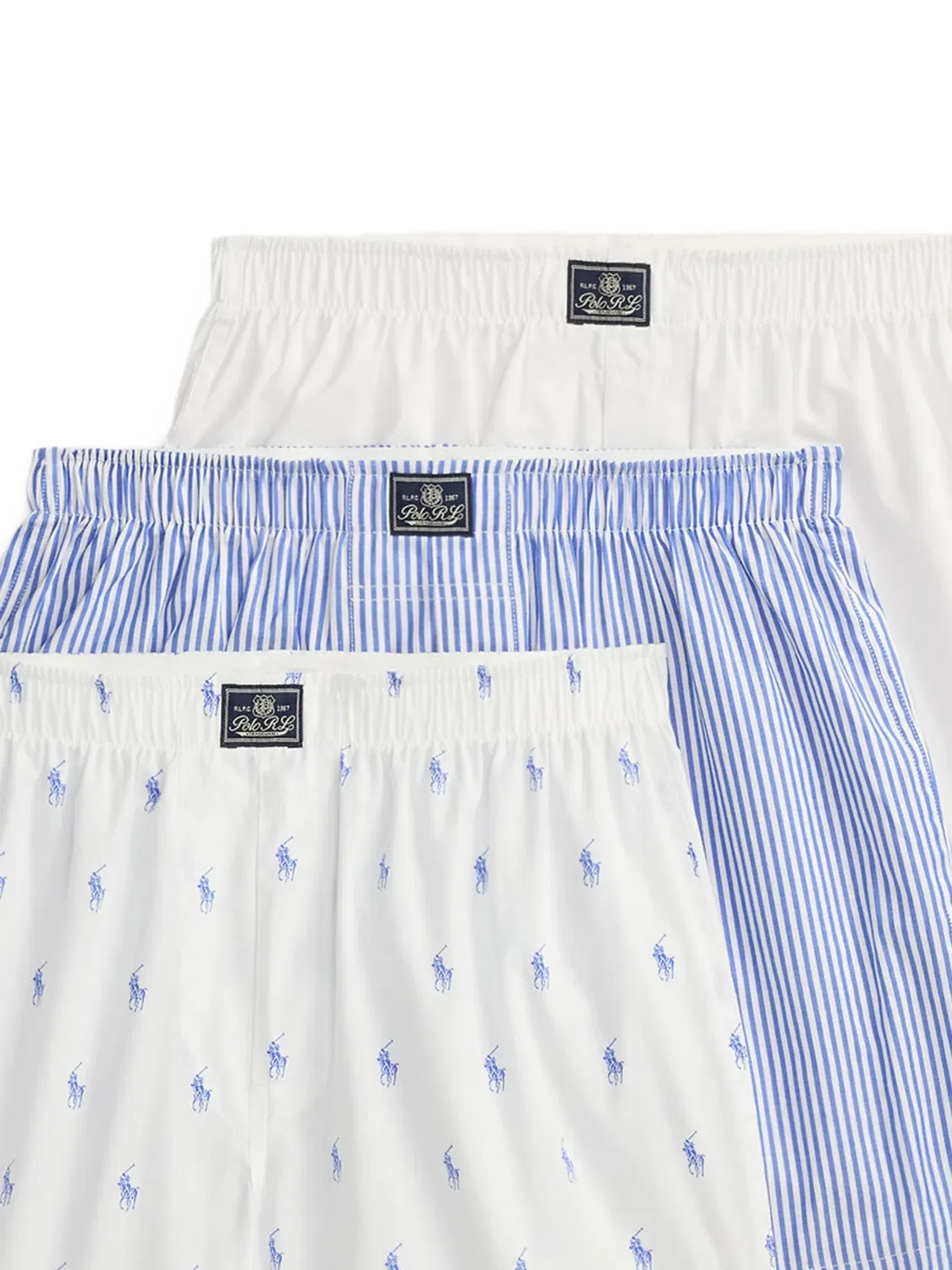 Эластичные трусы с принтом (набор из трех) Polo Ralph Lauren, белый — фото 2