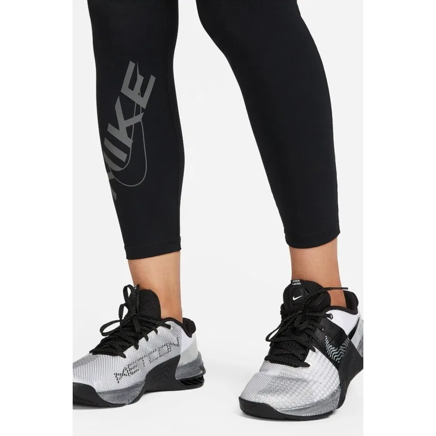 Женские спортивные леггинсы с принтом Nike Pro Dri-FIT Mid Rise 7/8, Черный — фото 4