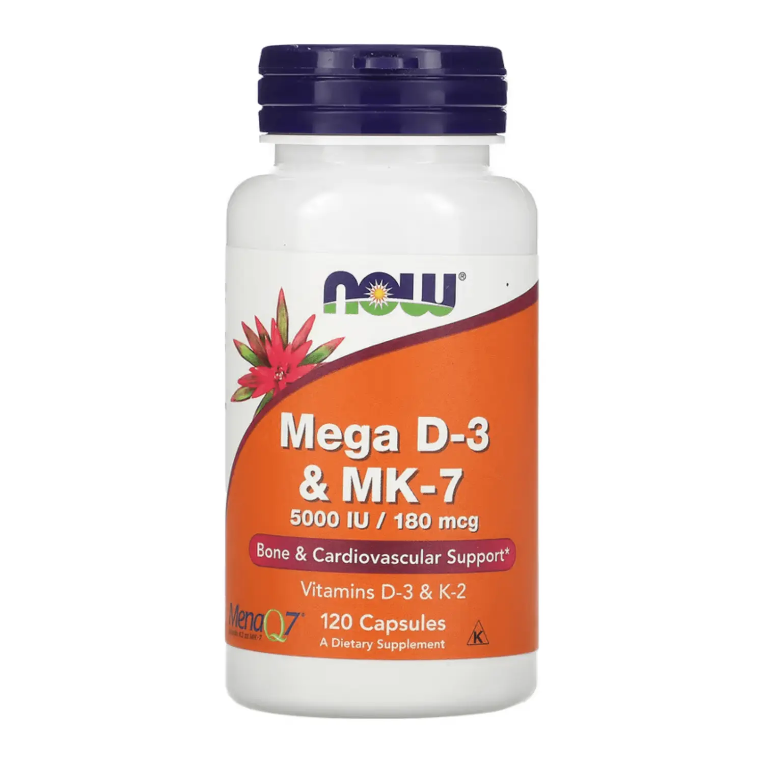 

Витамин Mega D-3 и MK-7 NOW Foods, 5000 IU / 180 mcg, 120 капсул