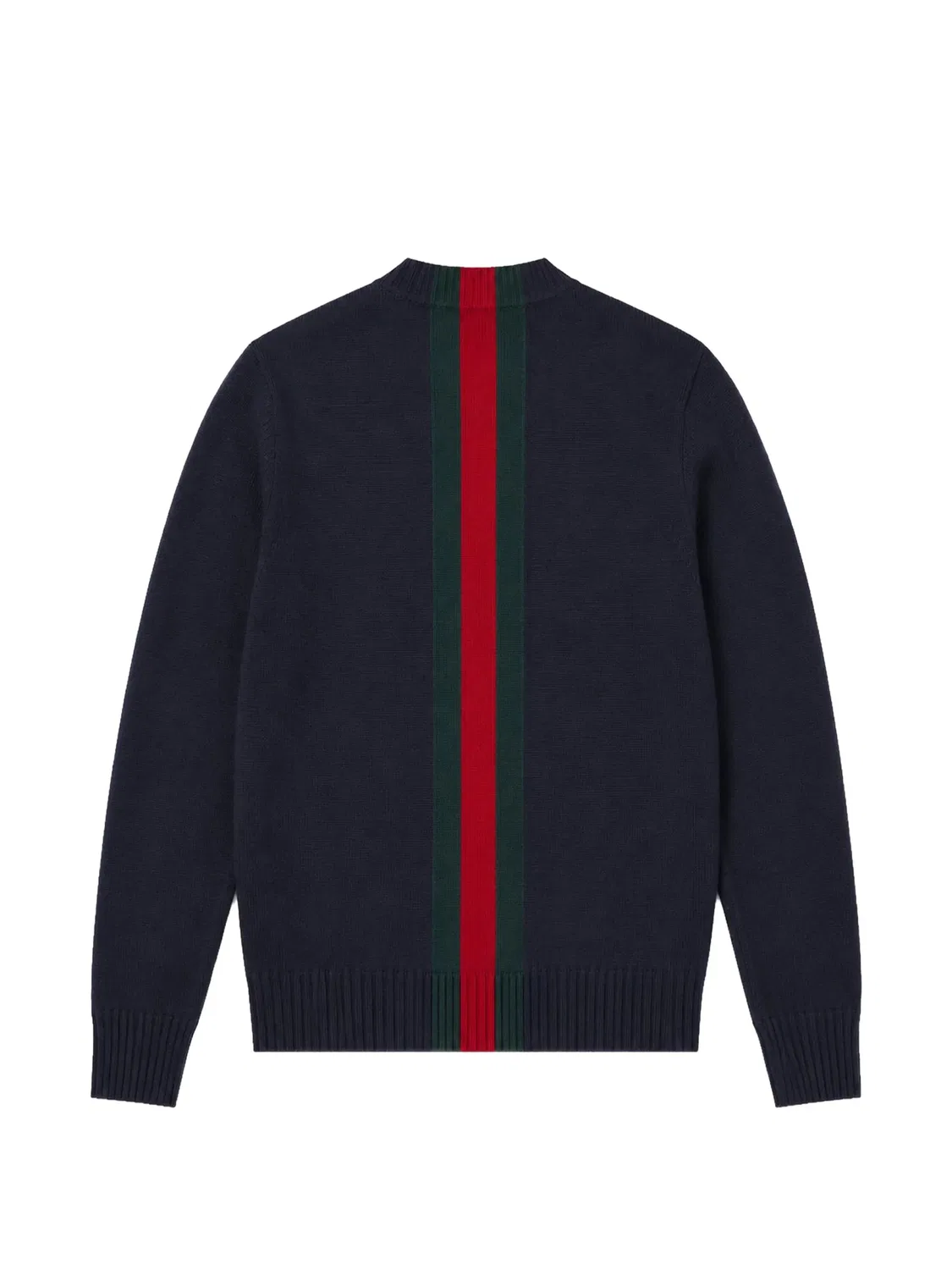 Шерстяной свитер с отделкой Web Gucci Kids, синий — фото 2