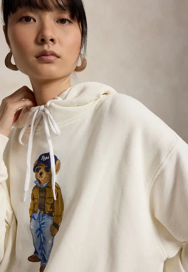Худи с принтом Polo bear lightweight hoodie, Polo Ralph Lauren, Warm White, белый — фото 4