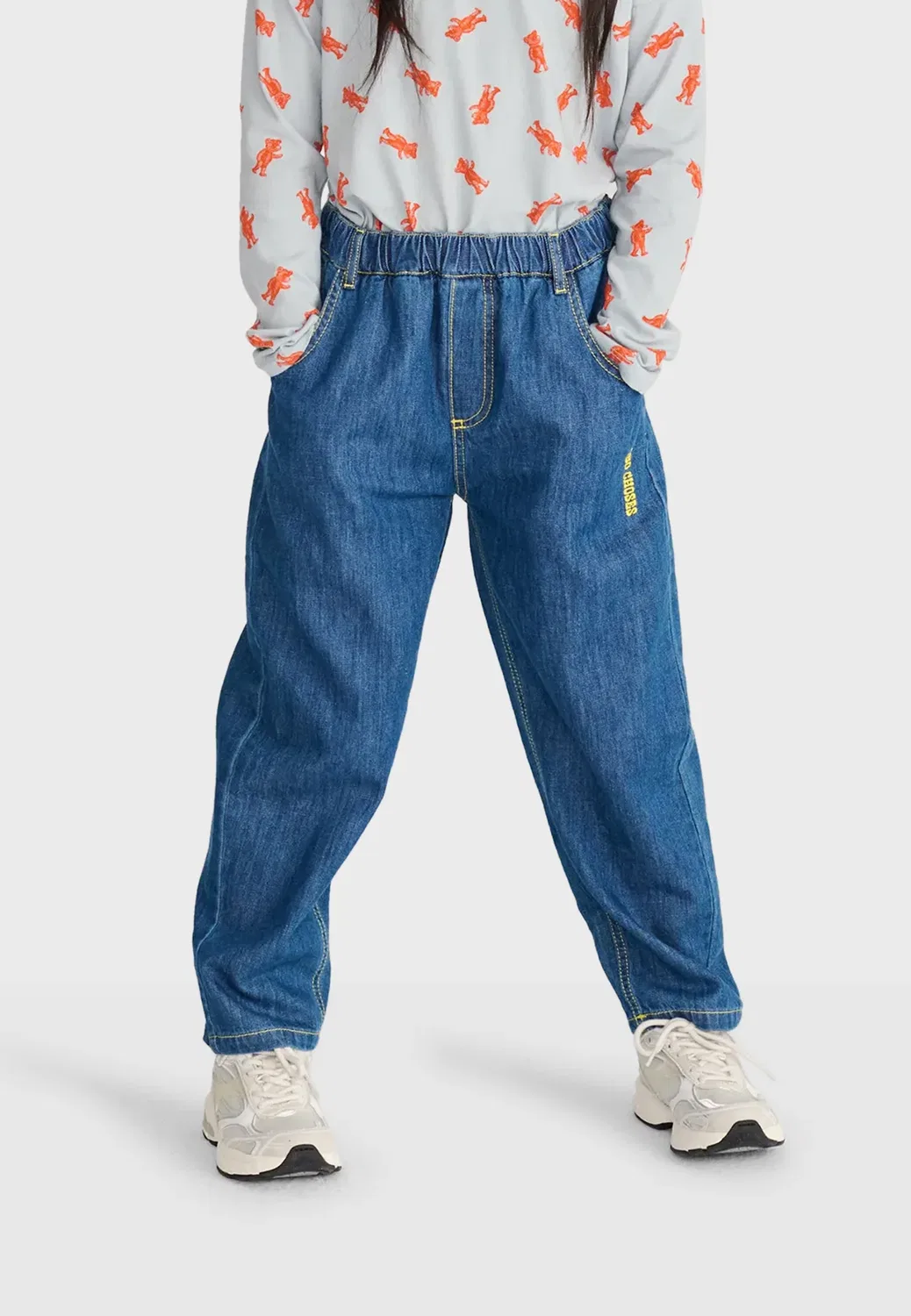 Джинсы унисекс Taxi с биркой «саурус» - свободного кроя Bobo Choses, Dark Blue Denim — фото 2