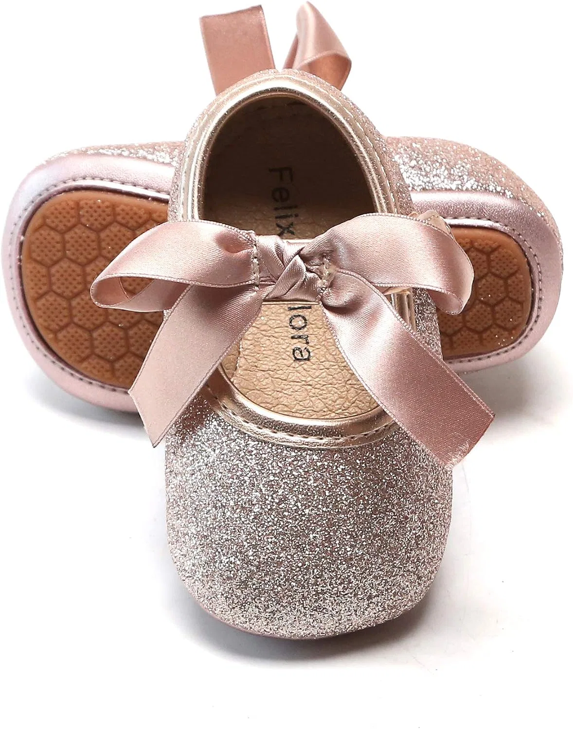 Детские туфли Мэри Джейн на мягкой подошве Moccasins Rubber Sole Crib Shoes Felix & Flora, Pink