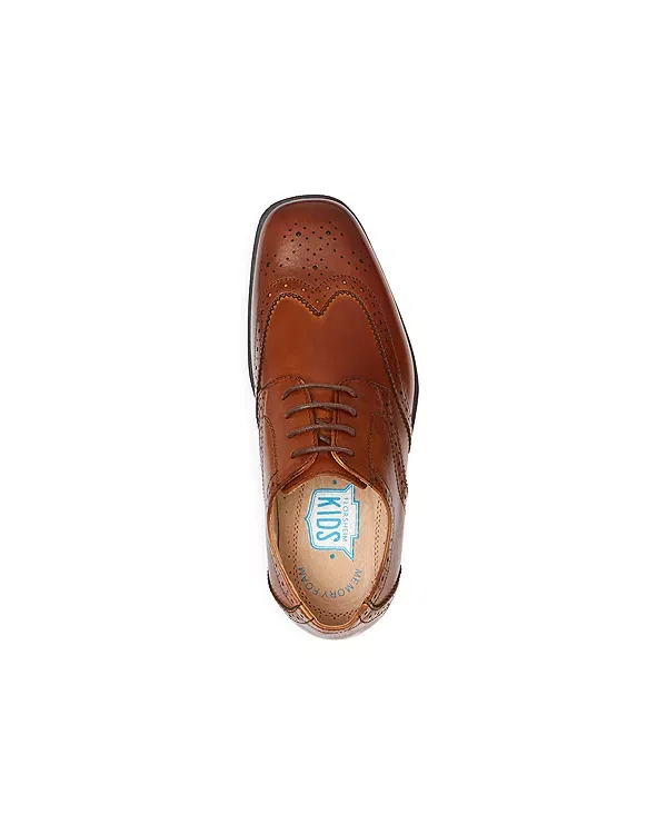Детские классические туфли для мальчиков с брогированием Reveal Wingtip Junior Florsheim Kids, Cognac — фото 2