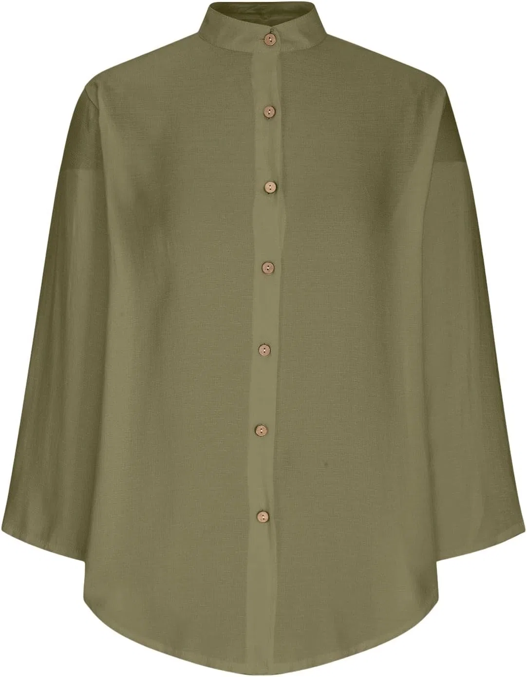 Женская туника из хлопка и льна с пуговицами Pelang, C-green — фото 3