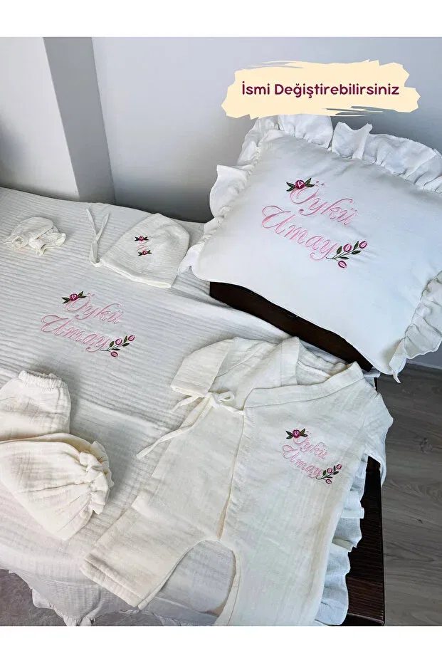 Детский комплект для выписки из роддома из муслина Karsu Tasarim, Ecru-Floral