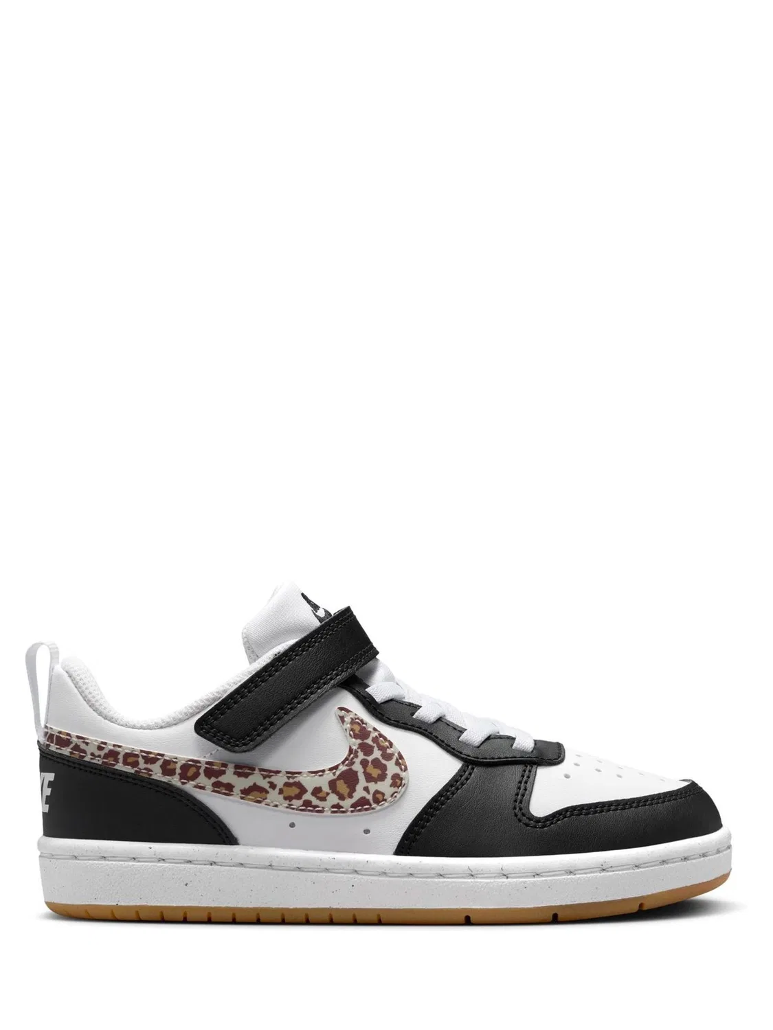 Кроссовки низкие Court Borough Low Recraft Nike, Черный/Белый/Леопардовый принт