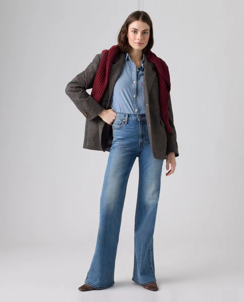 Женский джинсы-клеш, Vaquero Campana Ribcage Flare Tiro Alto, Levi's, синий — фото 4