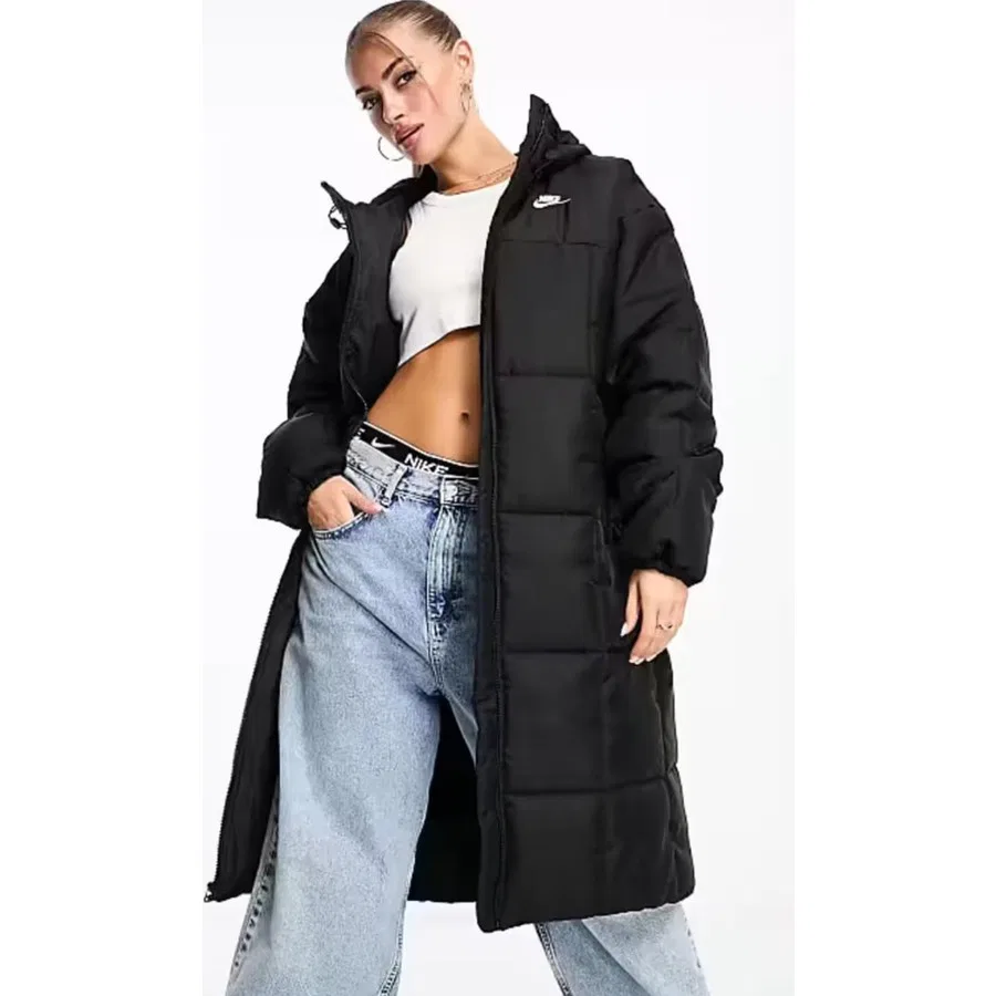 Женская парка с капюшоном и длинным рукавом Nike Sportswear Classic Puffer, Черный