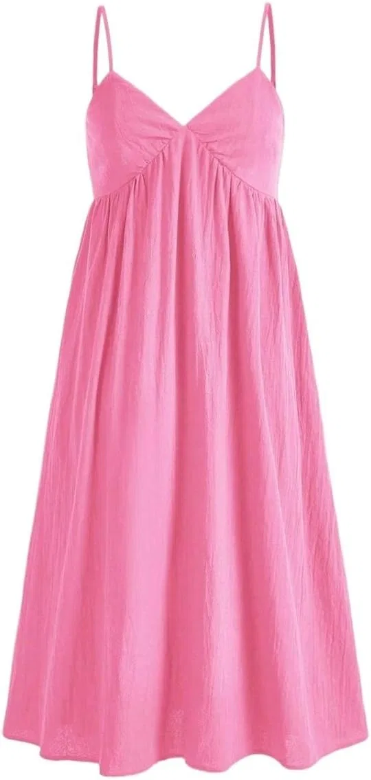 Женское ками-платье миди с открытой спиной LiuFY-Mall, Hot Pink