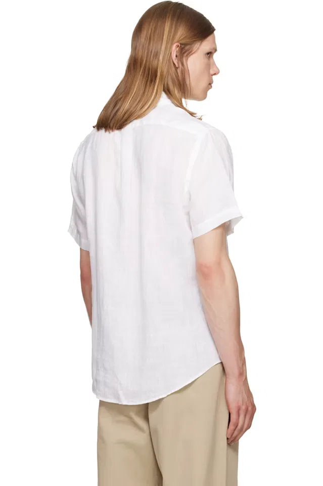 Белая классическая льняная рубашка Polo Ralph Lauren — фото 3