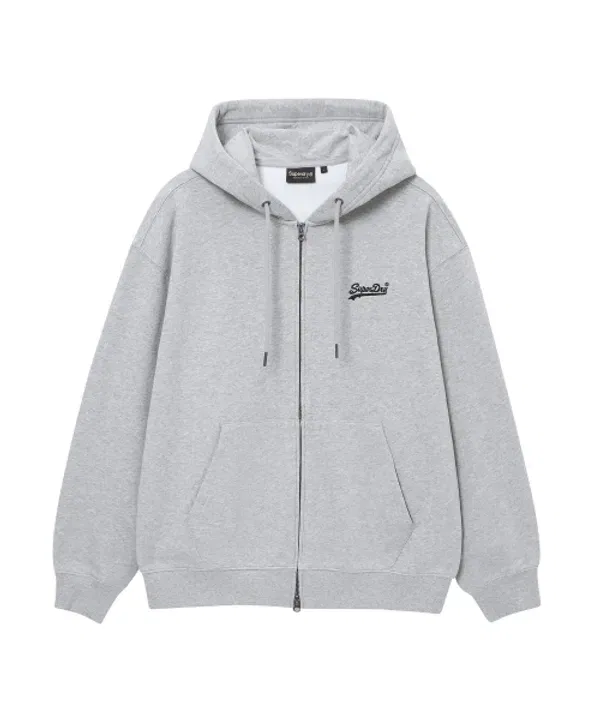 Худи на молнии, базовое, Superdry, светло-меланжевый серый