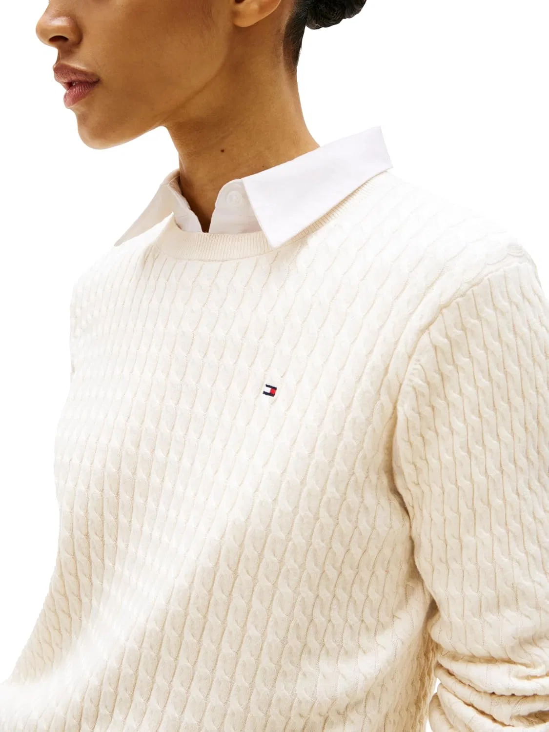 Женский свитер с косами Tommy Hilfiger, Heather Ivory Petal — фото 2