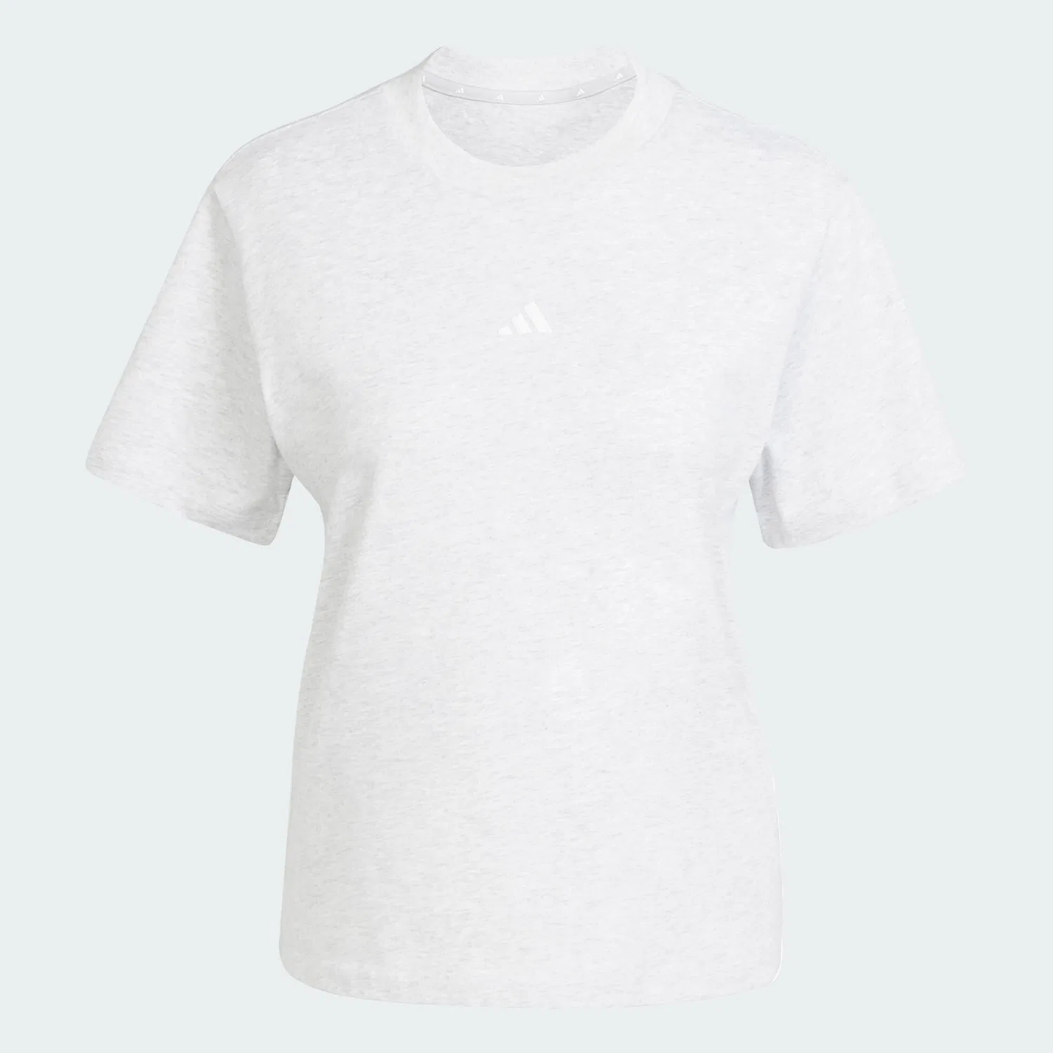 Мужская футболка с коротким рукавом Essentials Baumwoll-T-Shirt, kleines Logo Adidas, Hellgrau Weiss — фото 2