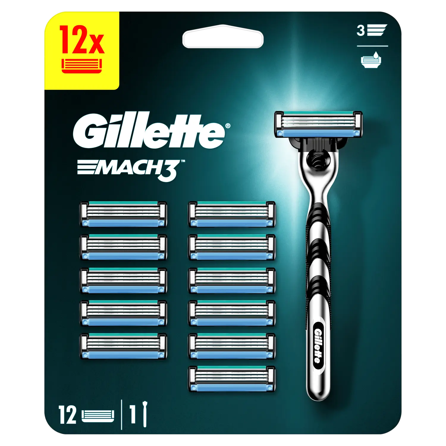 

Gillette Mach3 ручка бритвы, 1 шт. + картриджи, 12 шт./1 уп.