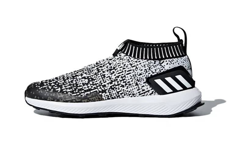Детские беговые кроссовки без шнуровки с дышащим верхом Adidas, Black White