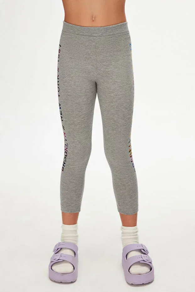 Детские леггинсы для девочек с принтом New York Printed Embossed Lovetti, Storm Gray — фото 2