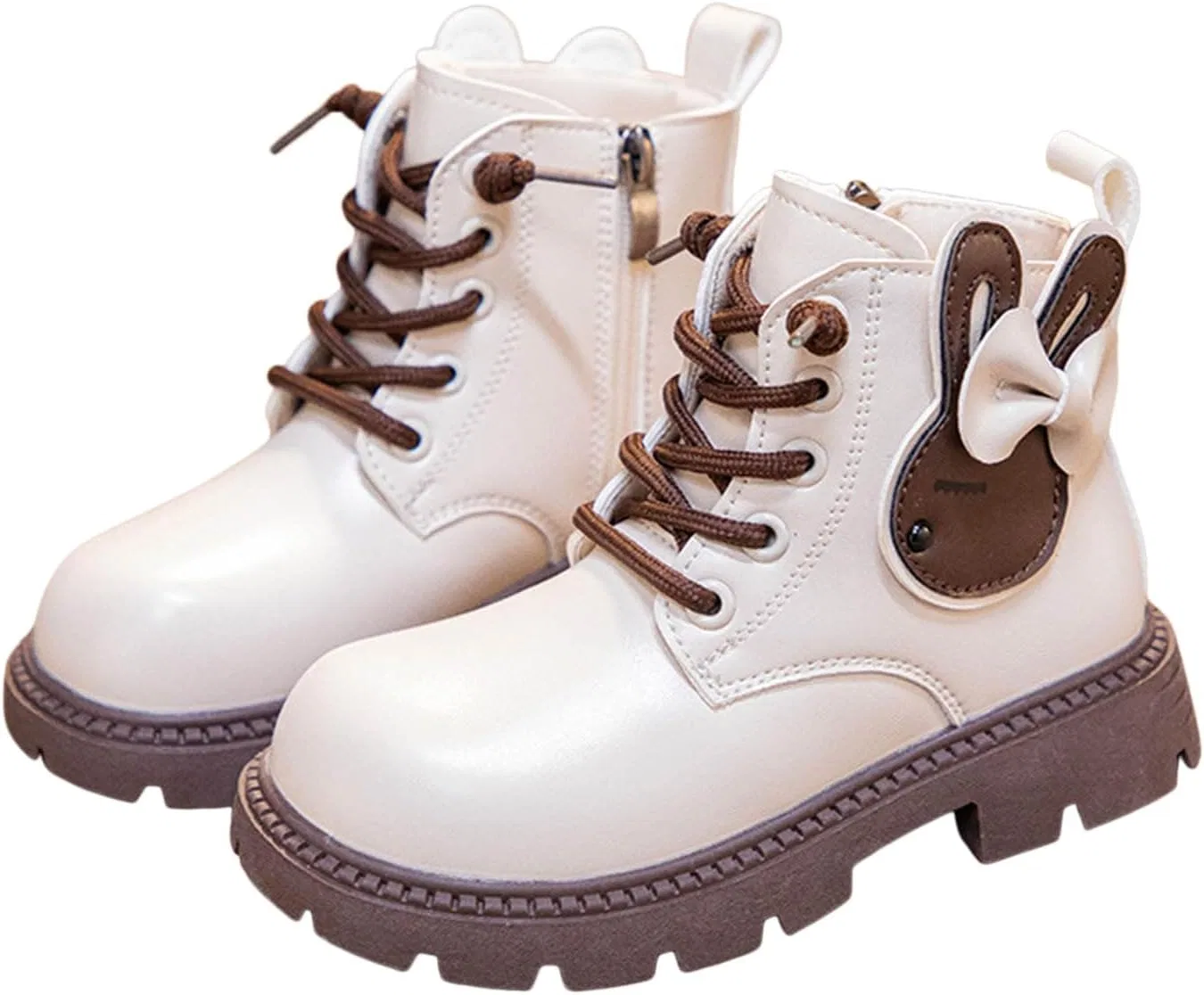 Детские ботинки для девочек с принтом Combat Ankle Boots, Beige