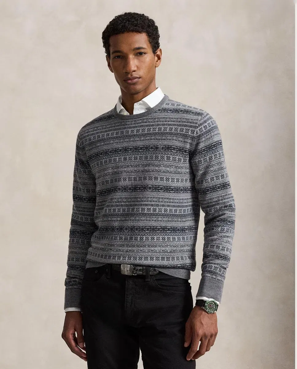 Мужский джемпер из шерсти, Fair Isle Gris Combinado, Polo Ralph Lauren, серый