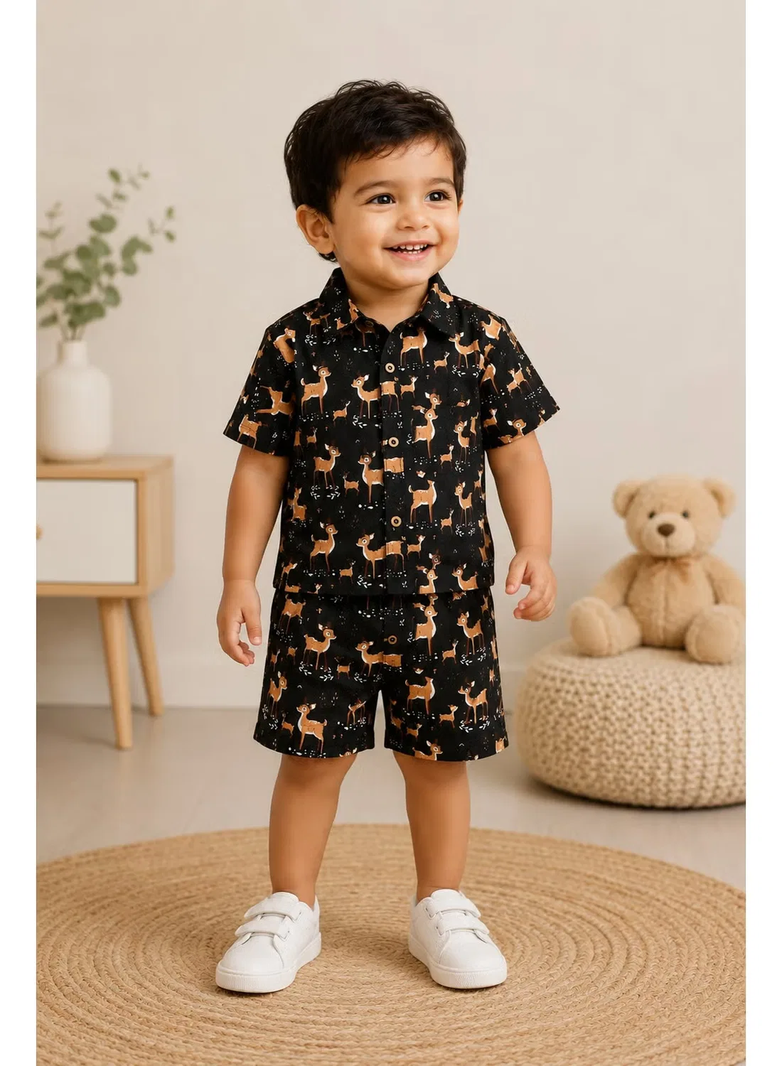 Комплект рубашка и шорты с принтом оленей Midnight Forest Matching Family Outfits, коричневый — фото 4