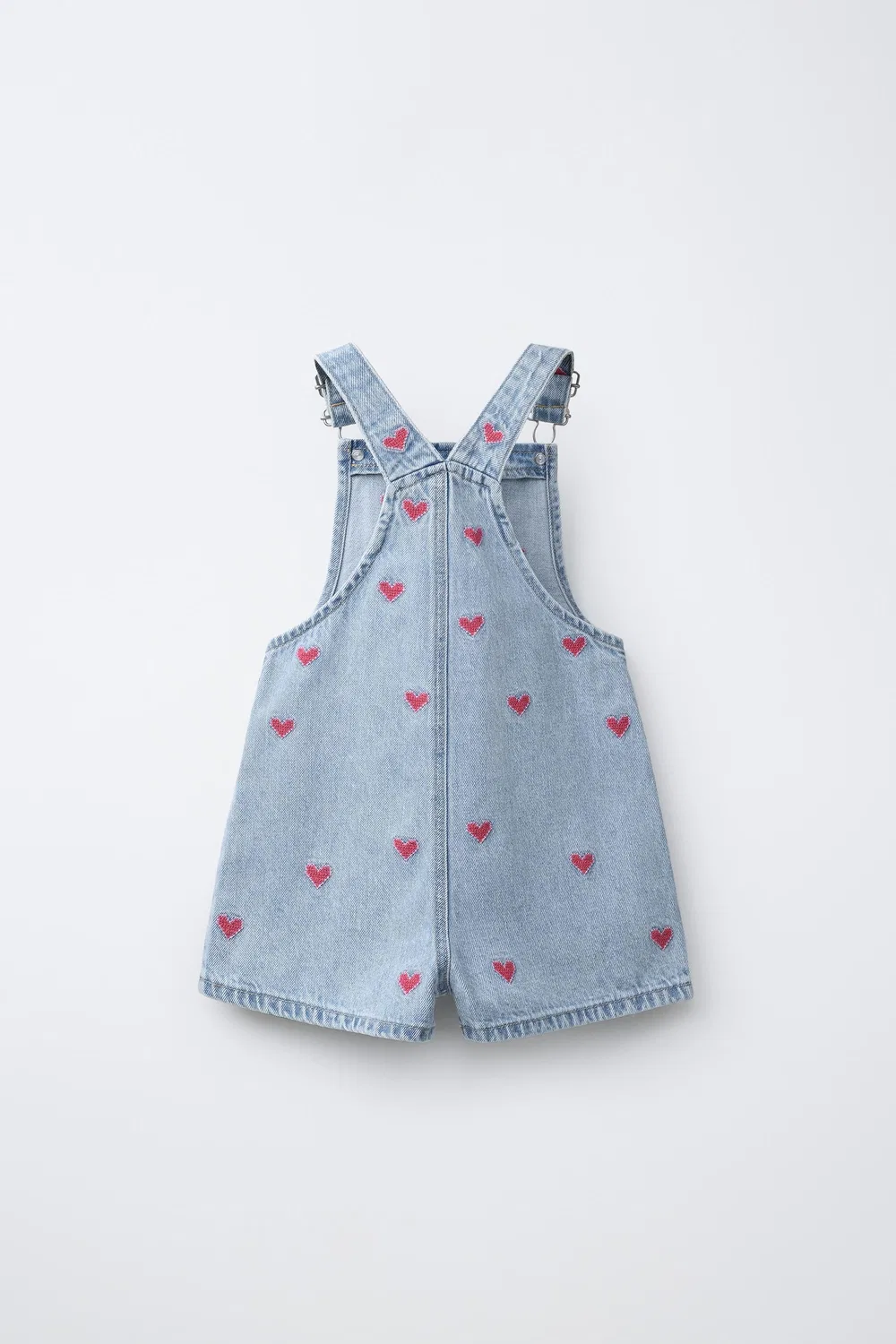 Джинсовые короткие комбинезоны с вышитым сердечком ZARA, Blue — фото 2