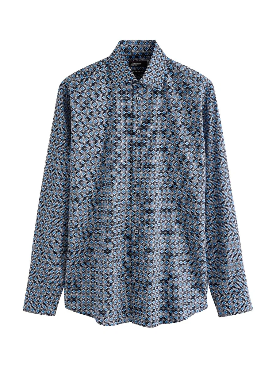 Рубашка Next Regular fit Button Up Shirt 'N. Premium' синего цвета