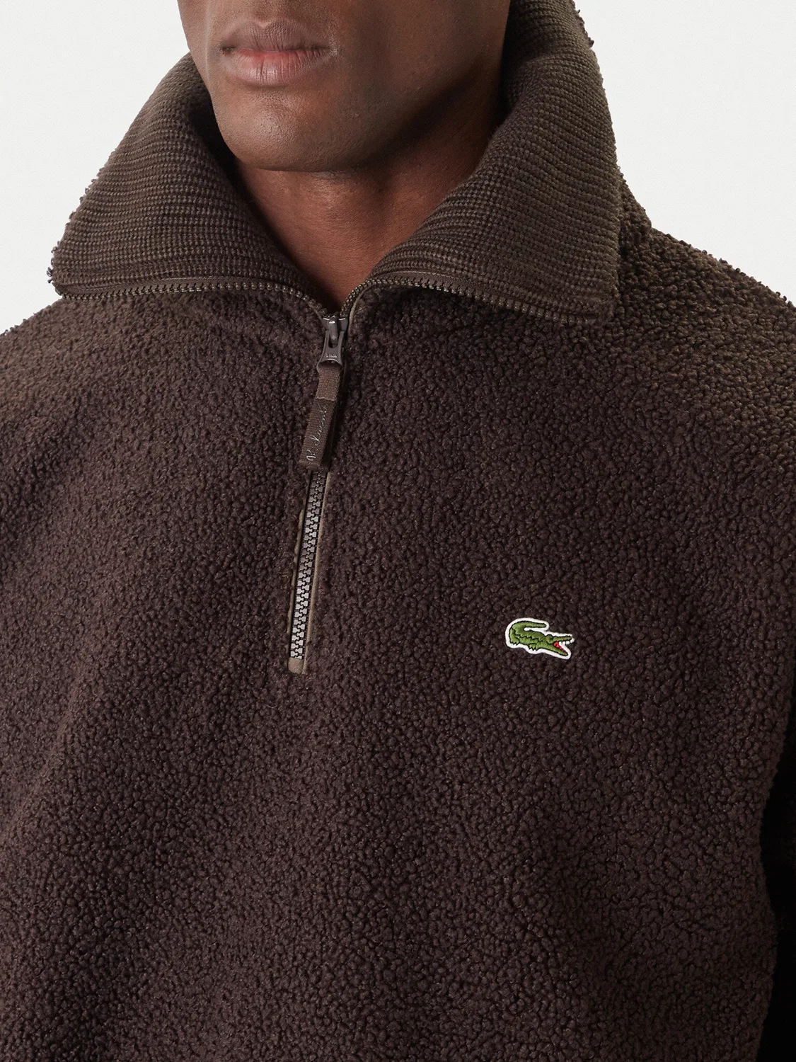 Мужская флисовая куртка свободного кроя Lacoste, коричневый — фото 4