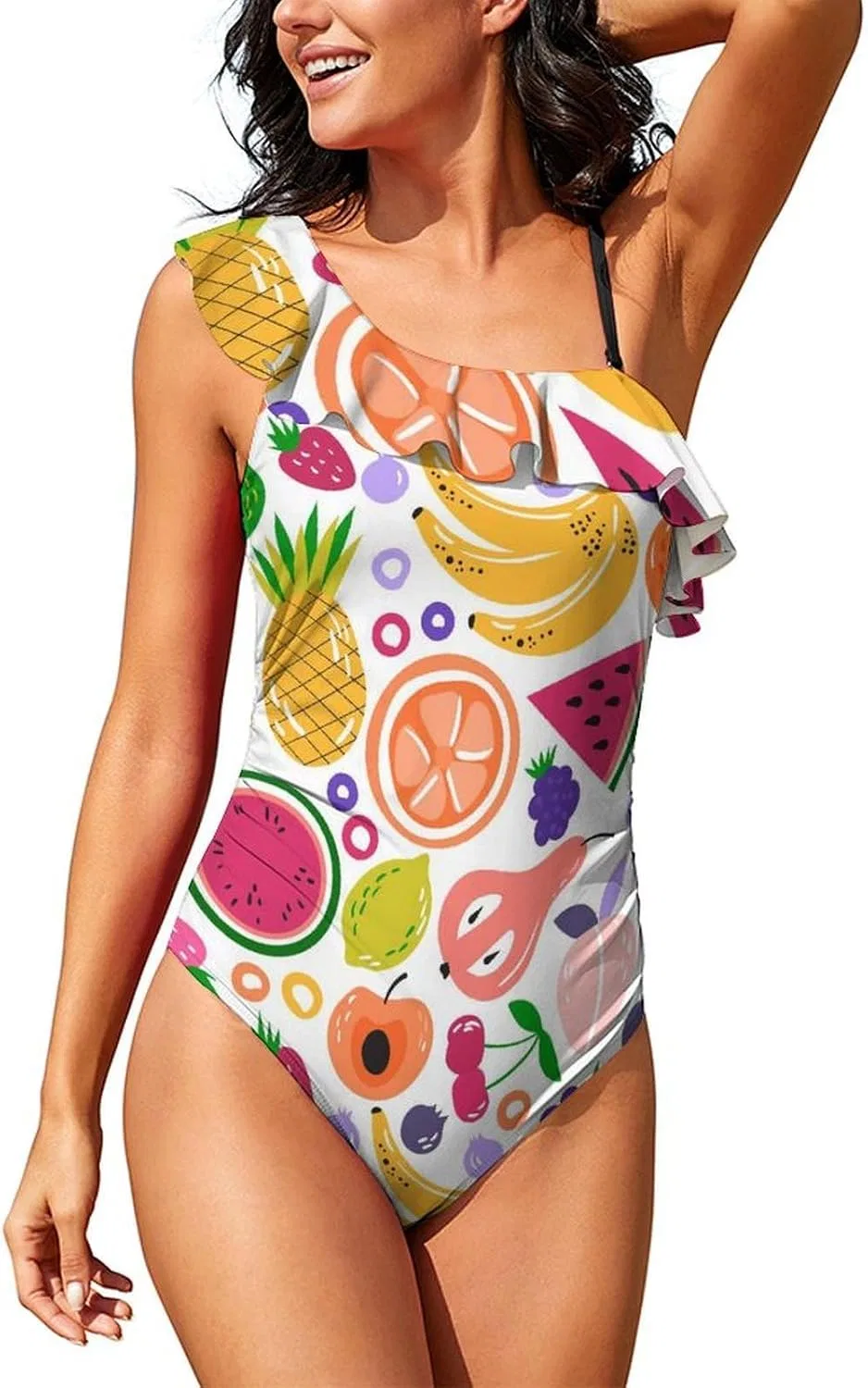 Женский слитный купальник с одним плечом Fruit Summer, Style-1
