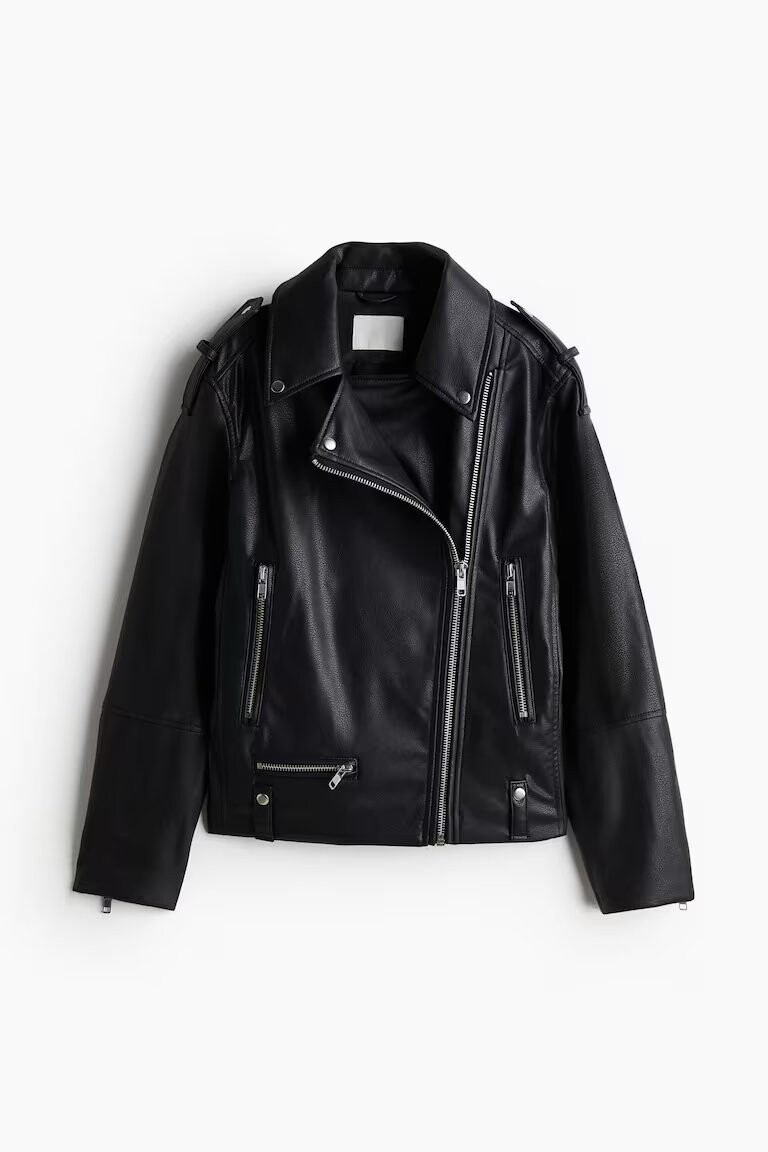 

Куртка H&M A/W 2024 Coated Biker, черный