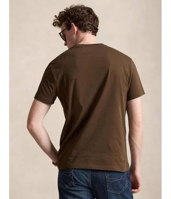 Мужская футболка с V-образным вырезом Custom Slim Fit Polo Ralph Lauren, коричневый — фото 3