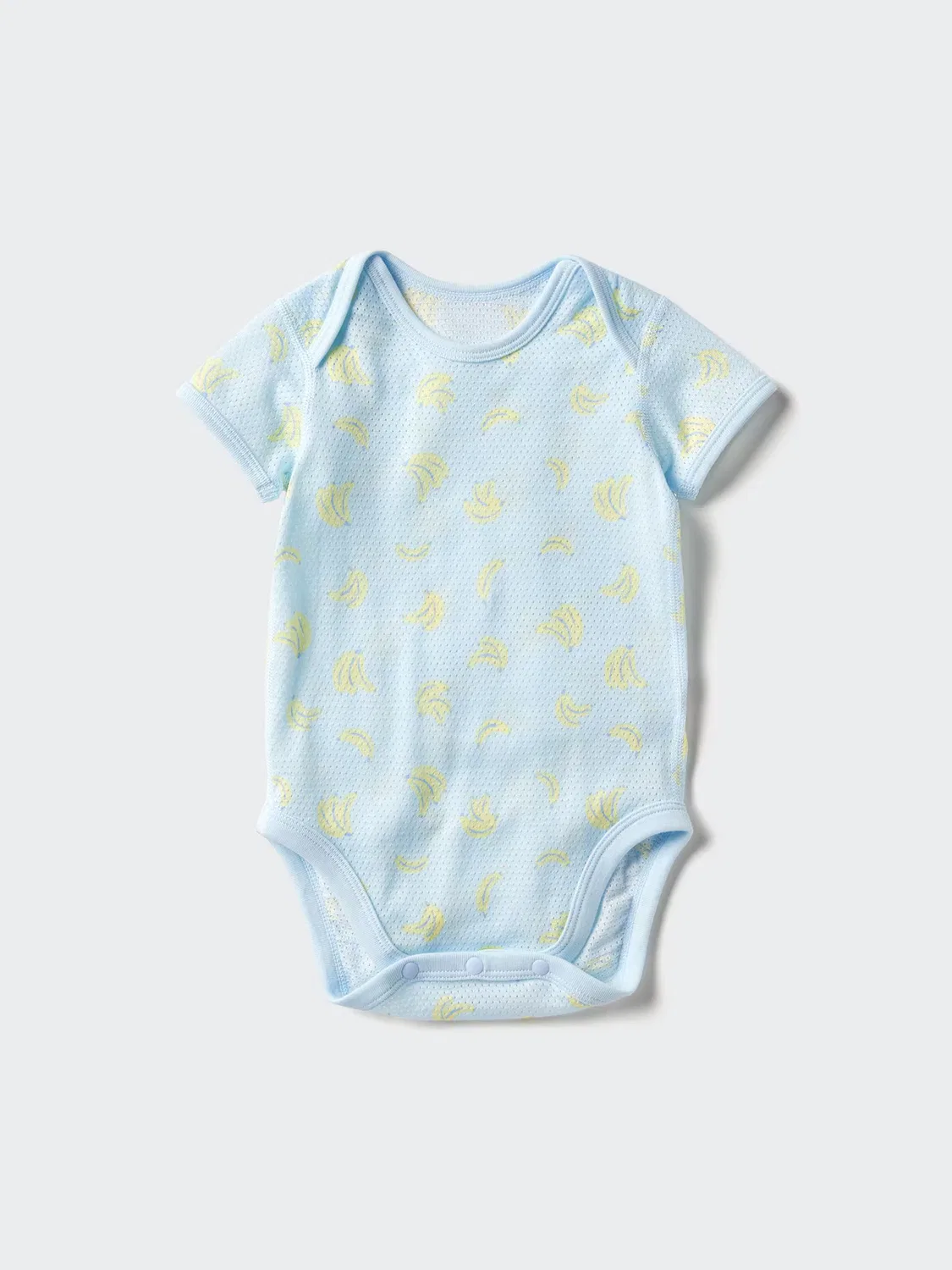 Боди хлопковой сетки, Uniqlo, боди, с коротким рукавом и принтом, синий