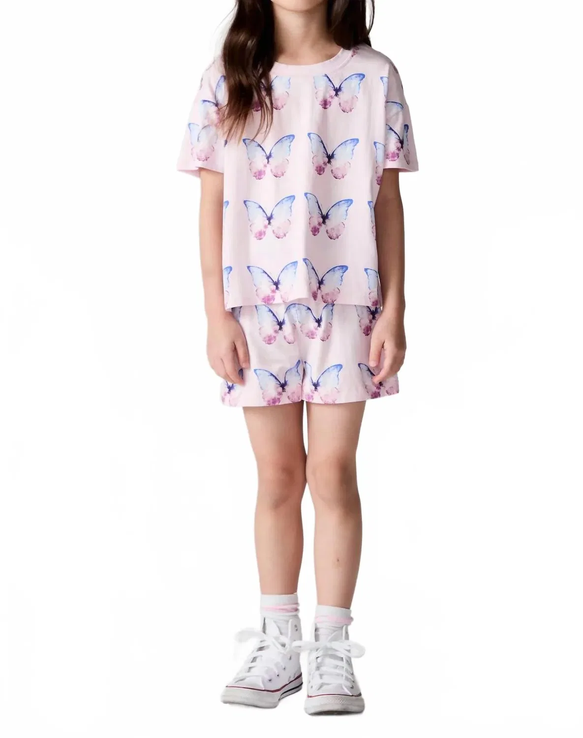 Детская футболка для девочек с принтом Flutter Butterfly Tee Chaser, розовый — фото 4