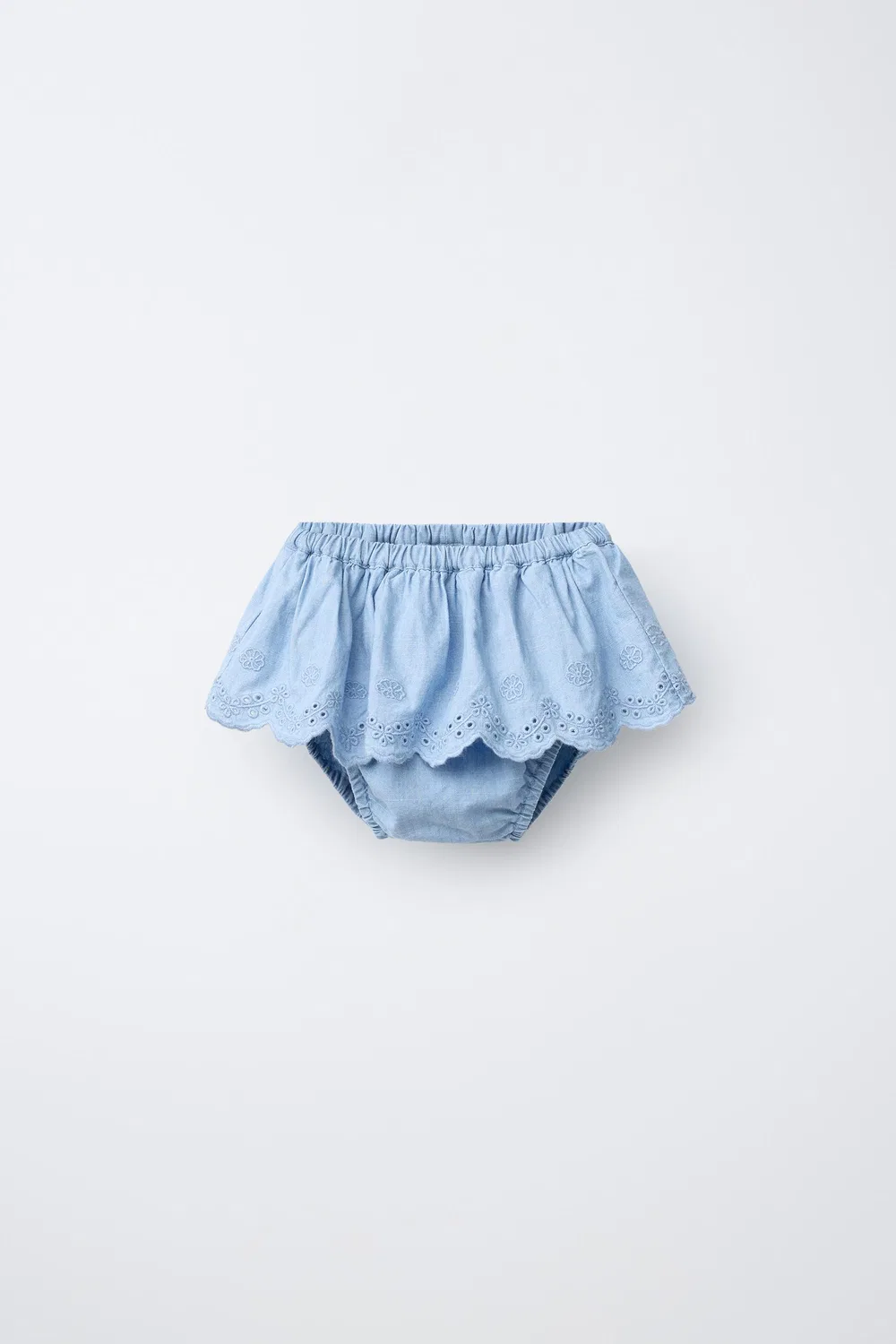 Джинсовая юбка-шорты с оборками ZARA, Mid-Blue