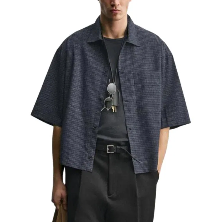 Детская рубашка с отложным воротником и острыми концами Sea Blue ZARA, Sea Blue — фото 3